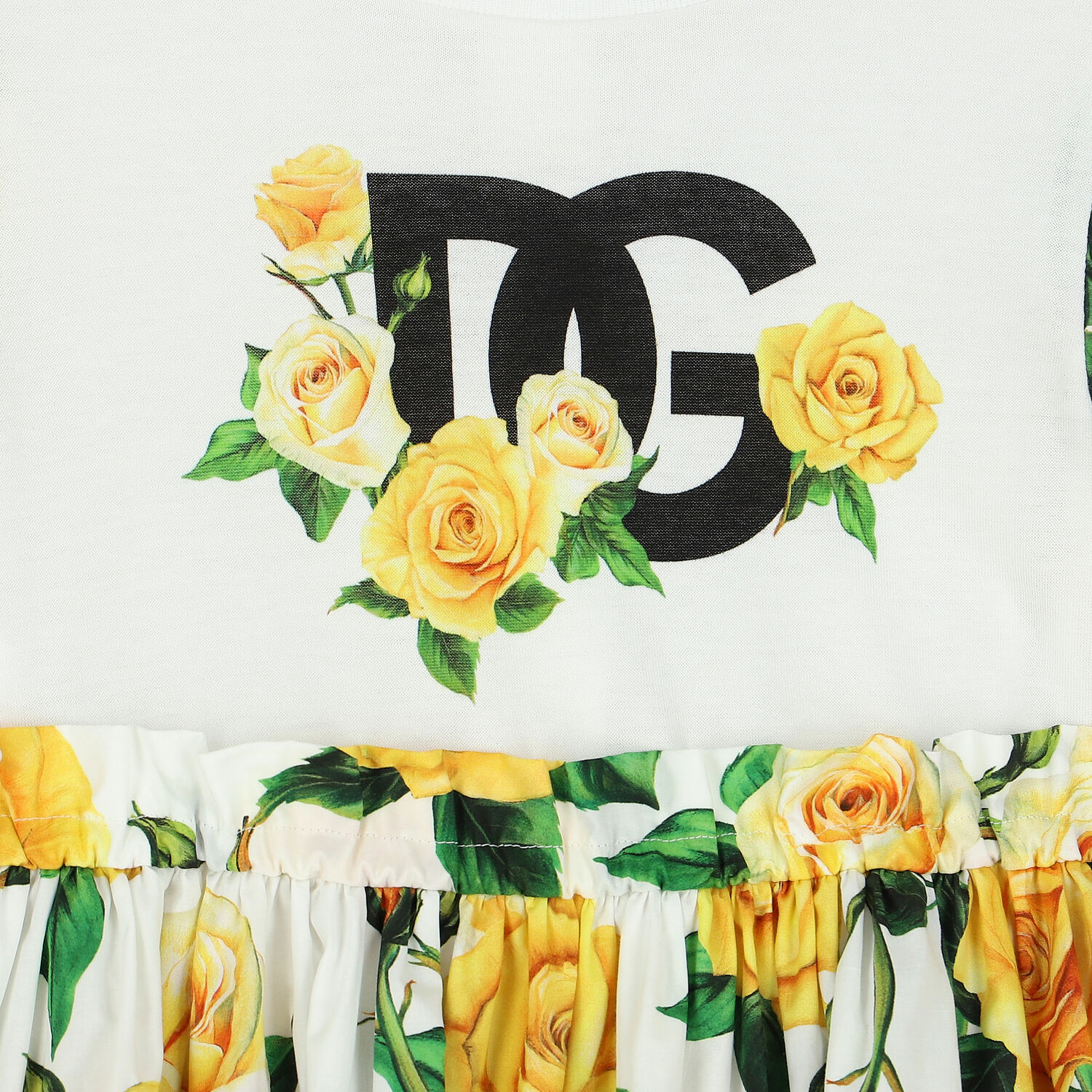 Girls Yellow & White Floral Dress, 1, hi-res